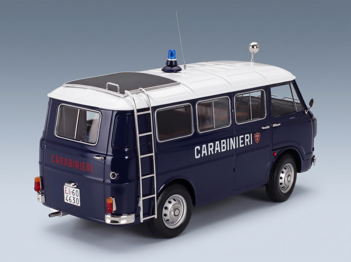 Alfa Romeo F-12 Minibus 1-Series Carabinieri 1969 Blue White Mitica 1:18 scale model - rear three-quarter view
