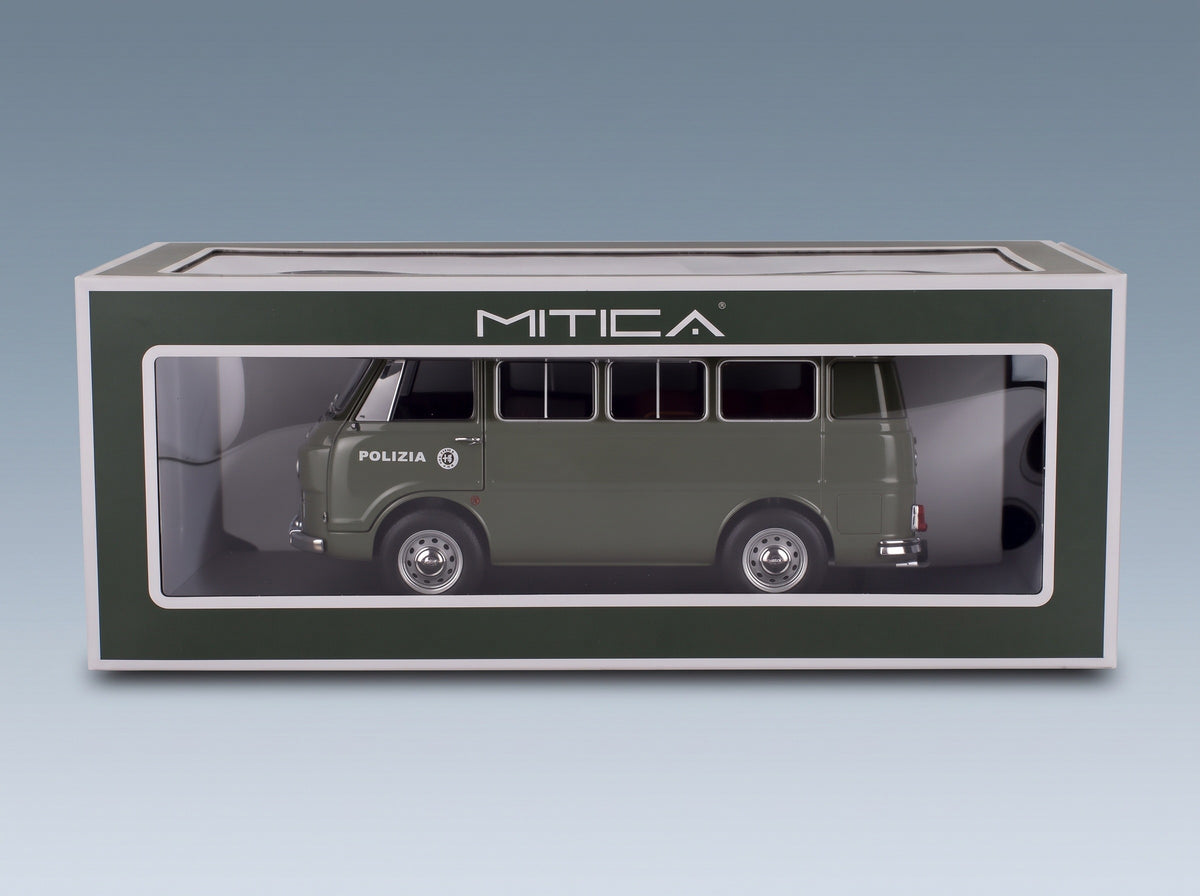 Alfa Romeo F-12 Minibus 1-Series Polizia 1970 Green Mitica 1:18 scale model - original packaging
