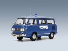Fiat 850 Familiare Polizia 1970 Light Blue Interior Brown Mitica 1:18 scale model - front three-quarter view