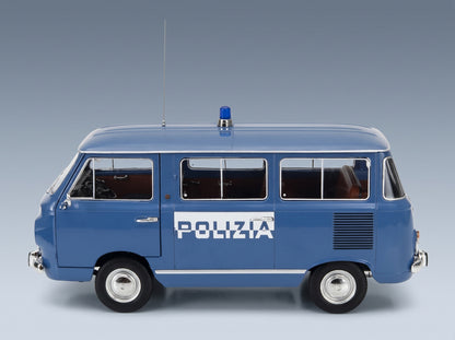 Fiat 850 Familiare Polizia 1970 Light Blue Interior Brown Mitica 1:18 scale model - side view