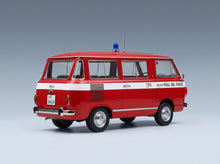 Fiat 850 Familiare Vigili del Fuoco 1970 Red with Brown Interior Mitica 1:18 scale model - rear three-quarter view