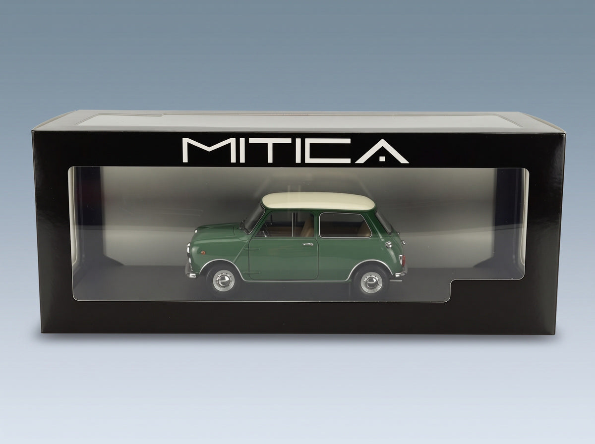 Mini Cooper MK1 1966 Green Ivory Mitica 1:18 scale model - original packaging