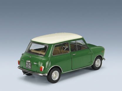 Mini Cooper MK1 1966 Green Ivory Mitica 1:18 scale model - rear three-quarter view