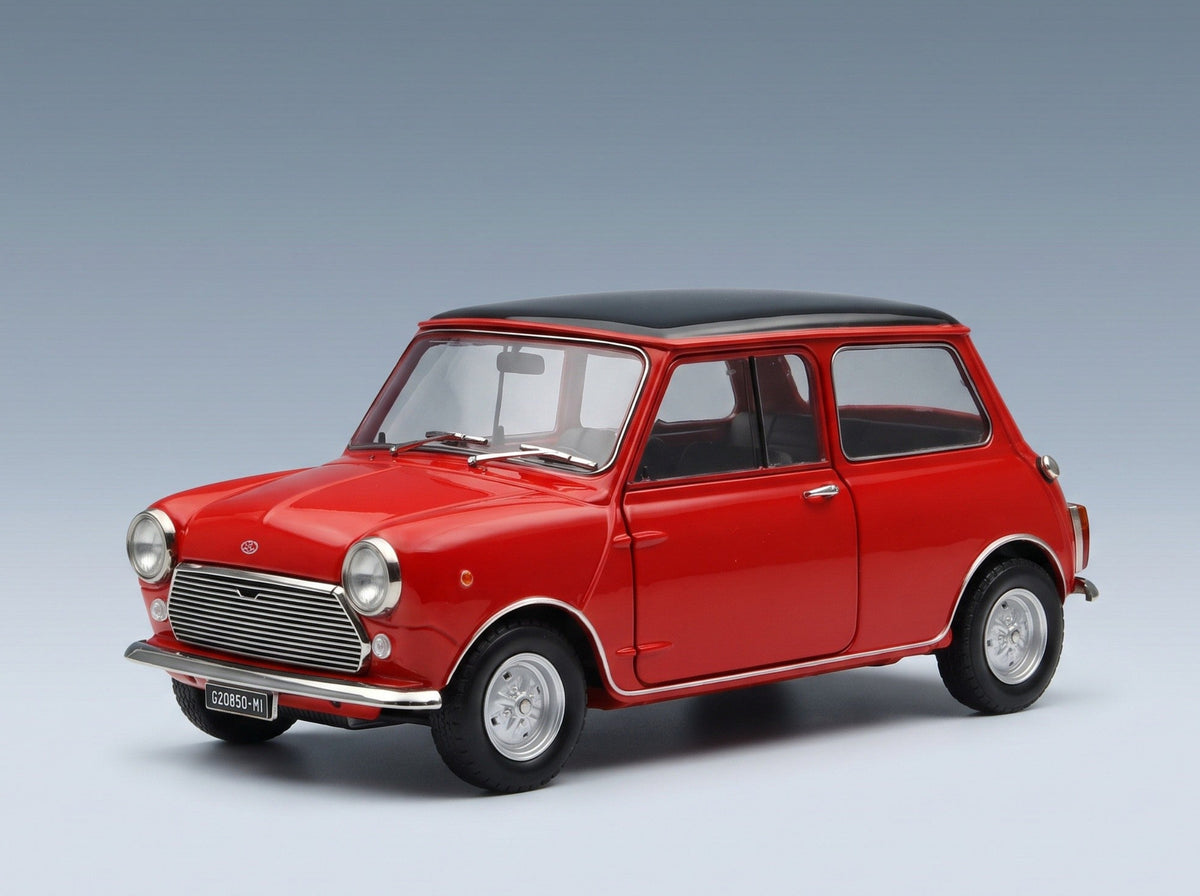 Mini Cooper MK2 1968 Red Black Mitica 1:18 scale model - front three-quarter view
