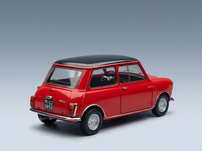 Mini Cooper MK2 1968 Red Black Mitica 1:18 scale model - rear three-quarter view