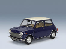 Mini Cooper MK2 1968 Blue Ivory Mitica 1:18 scale model - front three-quarter view