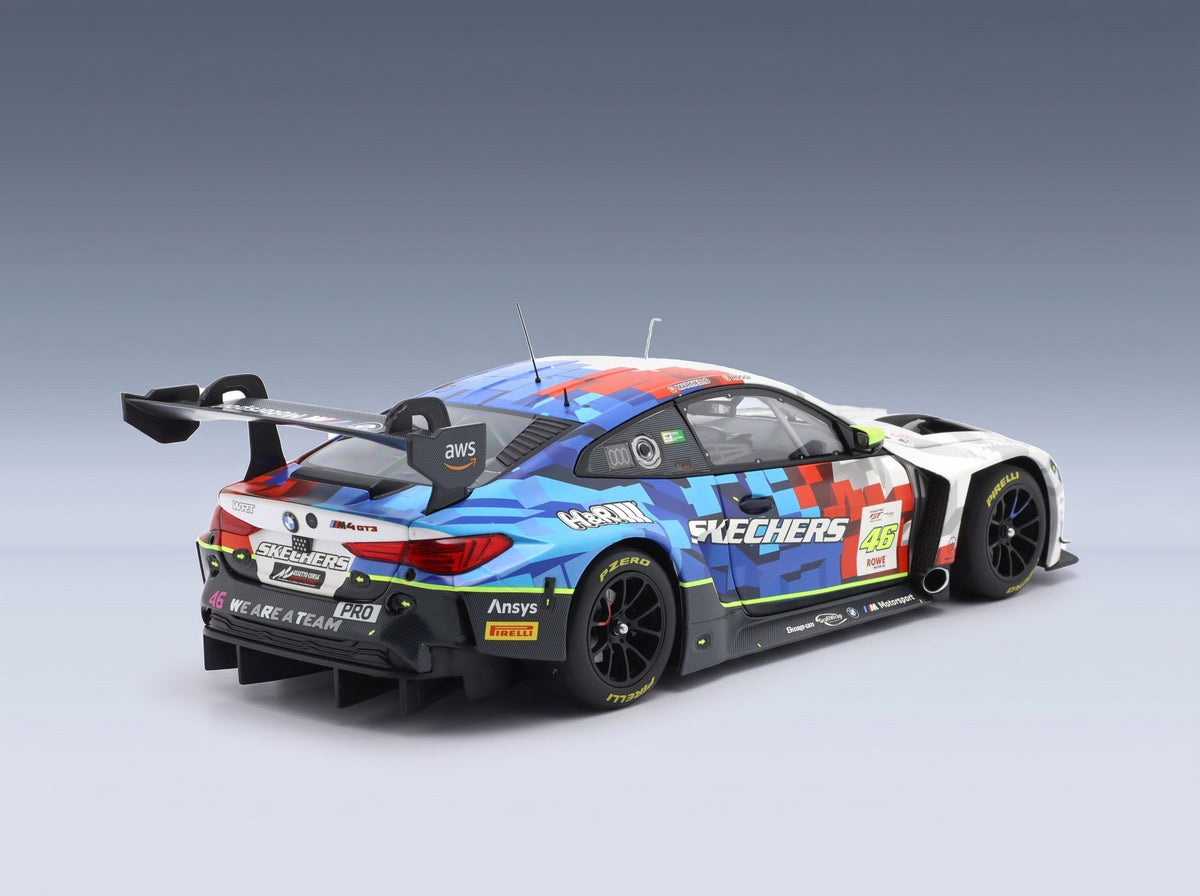 BMW M4 GT3 Evo Team WRT No. 46 Rossi Marciello Winner Race 1 GTWC Misano 2025 Minichamps 1:18 scale model - rear three-quarter view
