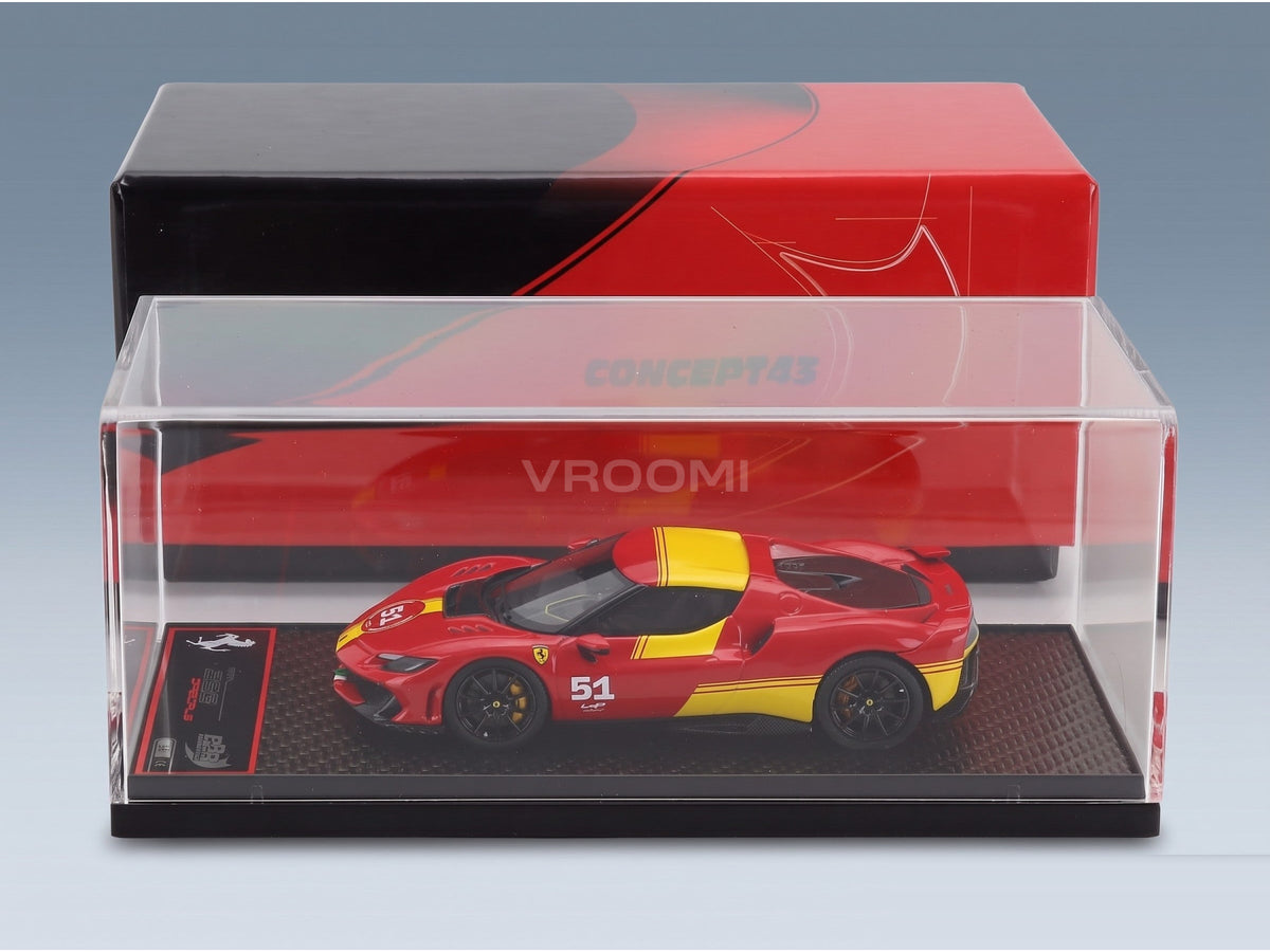 Ferrari 296 Speciale No. 51 Piloti Ferrari 499P 24h Le Mans Livery 2025 Rosso Scuderia Giallo Modena BBR Models 1:43 scale model - original packaging