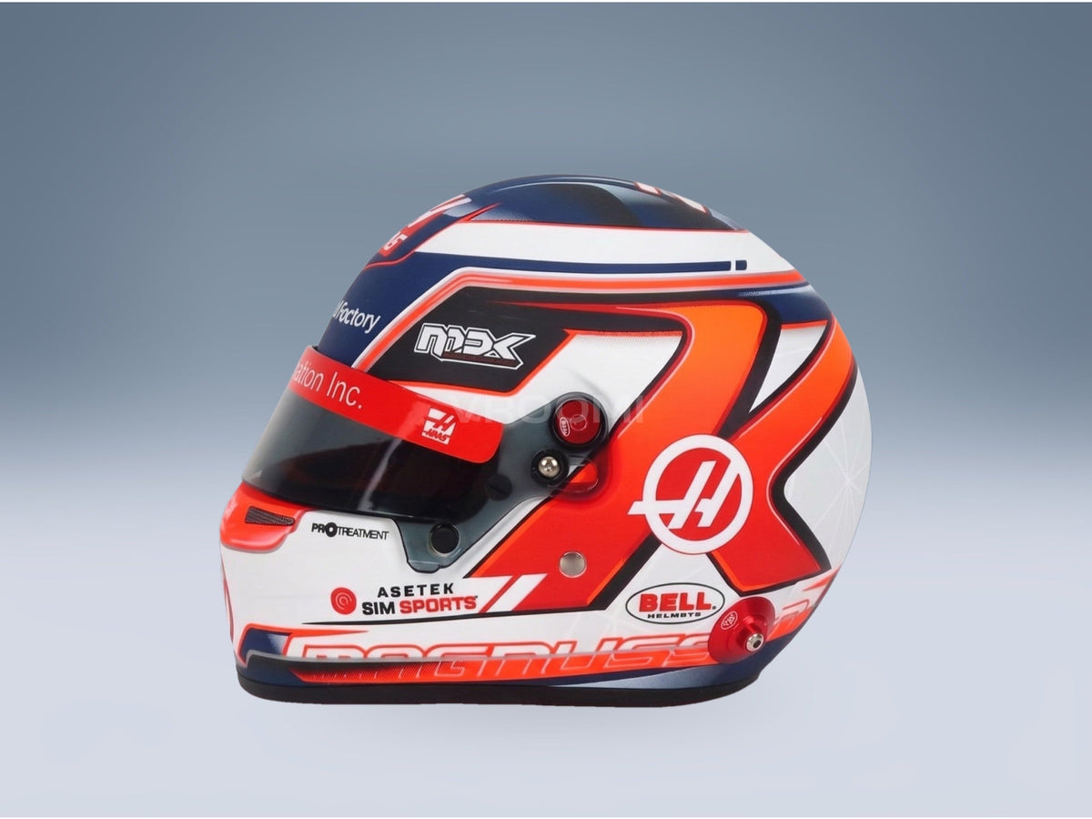 Bell Helmet Haas VF-22 No. 20 Kevin Magnussen F1 Season 2022 Mini Helmet 1:2 scale helmet - side view