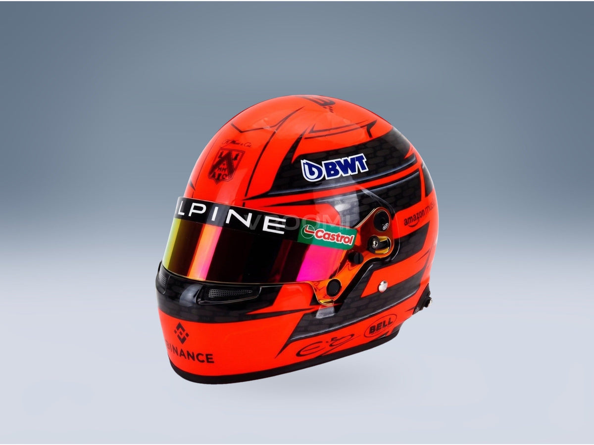Bell Helmet Esteban Ocon BWT Alpine F1 Team No. 31 F1 2024 Season Mini Helmet 1:2 scale helmet - front three-quarter view