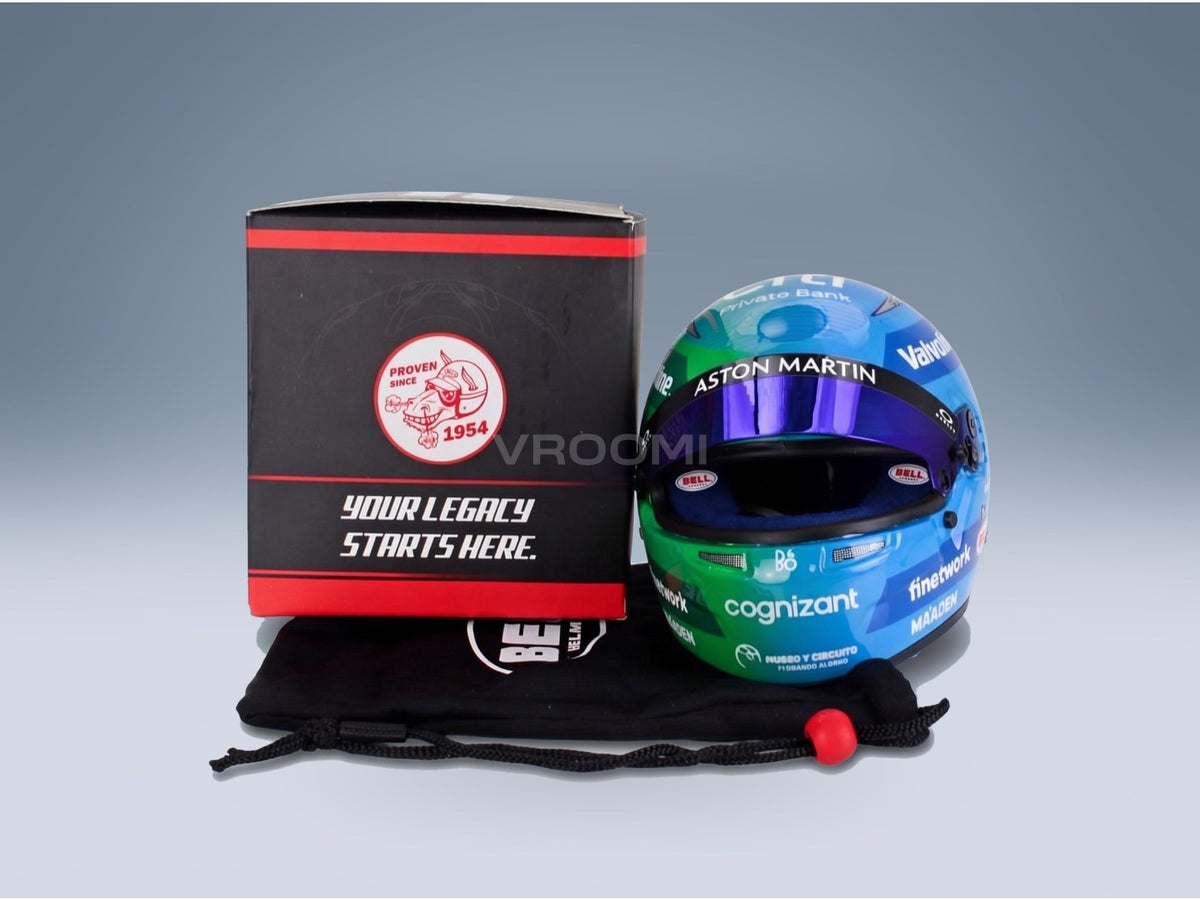 Bell Helmet Fernando Alonso Aston Martin Aramco Cognizant No. 14 USA Las Vegas GP 2024 Mini Helmet 1:2 scale helmet - original packaging