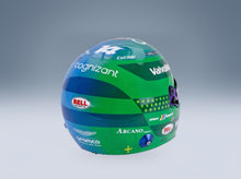 Bell Helmet Fernando Alonso Aston Martin Aramco Cognizant No. 14 USA Las Vegas GP 2024 Mini Helmet 1:2 scale helmet - rear three-quarter view