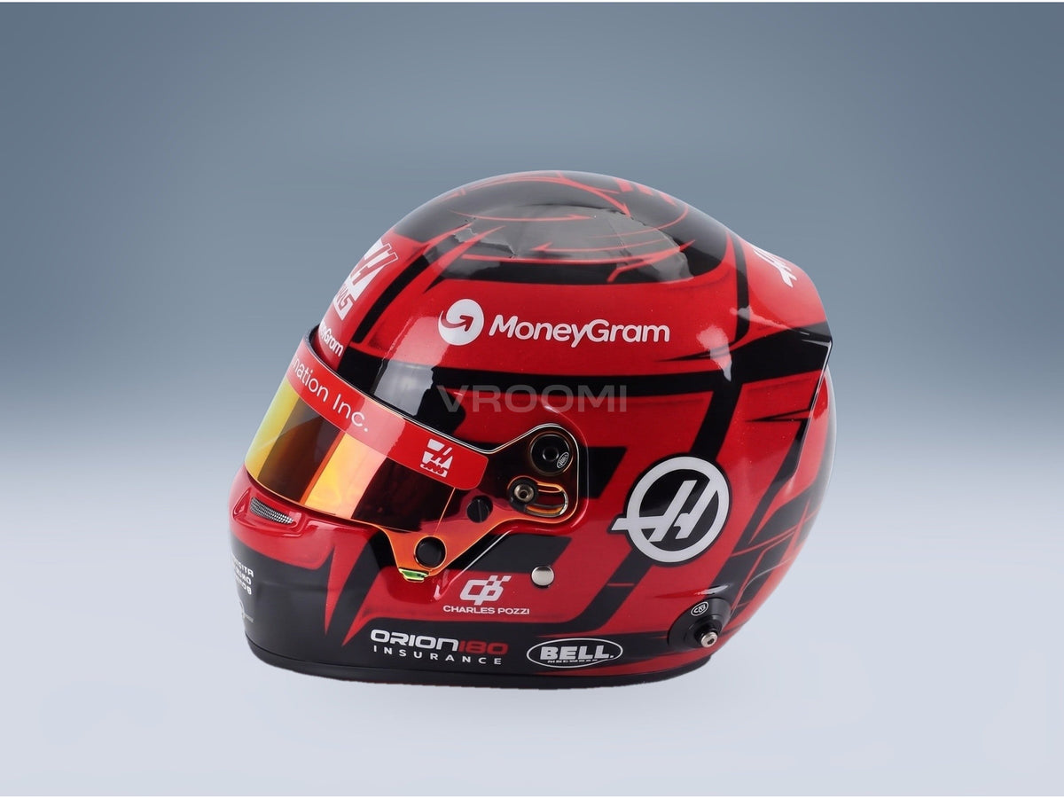 Bell Helmet Esteban Ocon MoneyGram Haas No. 31 F1 2025 Season Mini Helmet 1:2 scale helmet - side view