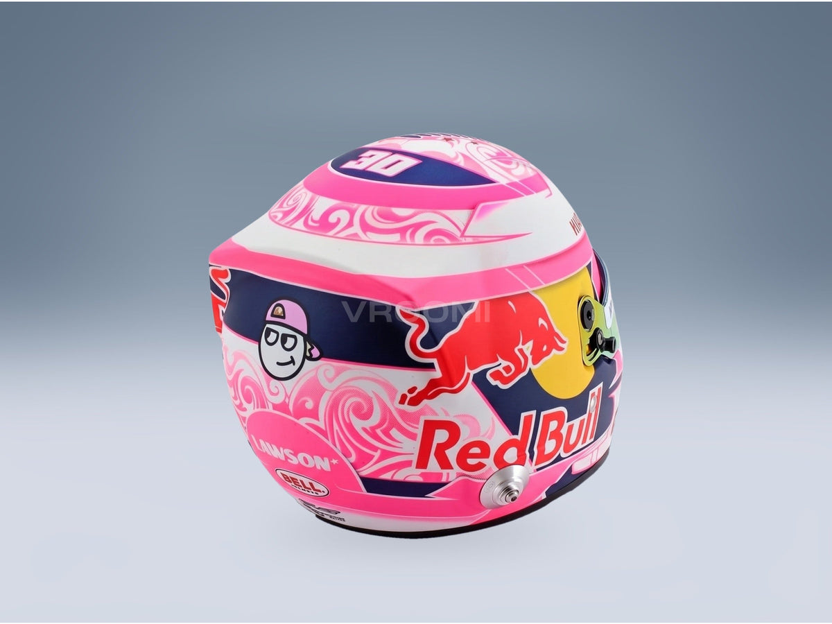 Bell Helmet Liam Lawson Visa Cash App Racing Bulls No. 30 F1 2025 Season Mini Helmet 1:2 scale helmet - rear three-quarter view