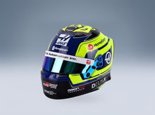 Bell Helmet Oliver Bearman Moneygram Haas No. 87 F1 Season 2025 Mini Helmet 1:2 scale helmet - front three-quarter view