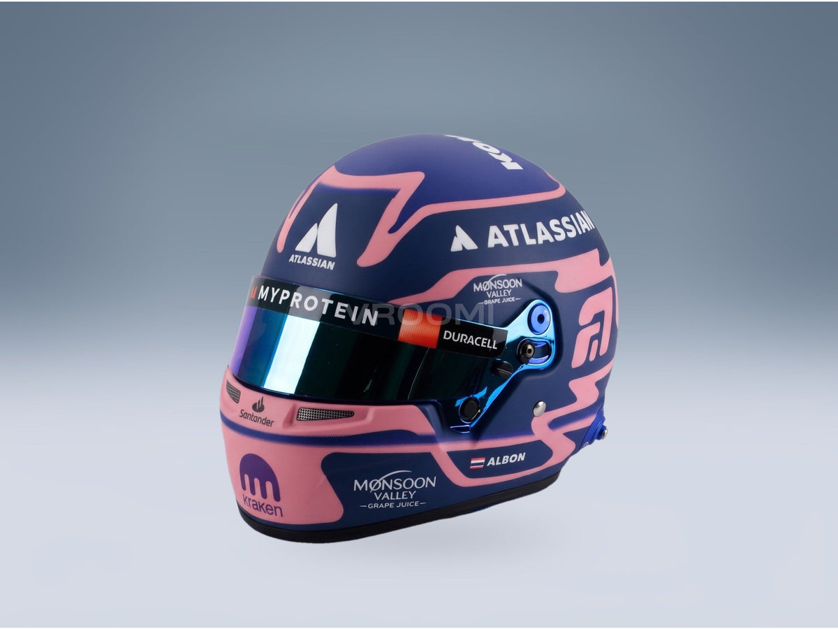 Bell Helmet Alex Albon Williams Racing No. 23 F1 2025 Season Mini Helmet 1:2 scale helmet - front three-quarter view