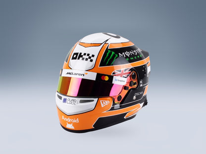 Bell Helmet Oscar Piastri McLaren No. 81 3rd Place Monaco GP 2025 Mini Helmet 1:2 scale helmet - front three-quarter view