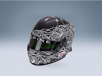Bell Helmet Mick Schumacher 24h Le Mans WEC Team Alpine Endurance 2025 Mini Helmet 1:2 scale helmet - front three-quarter view