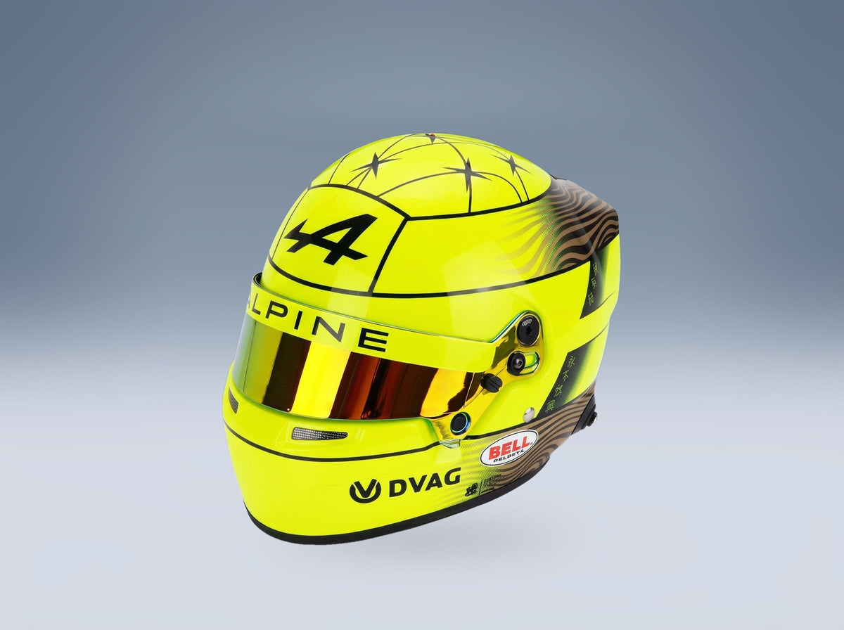 Bell Helmet Mick Schumacher Alpine Endurance Team WEC Season 2025 Mini Helmet 1:2 scale helmet - front three-quarter view