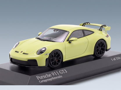 Porsche 911 992-2 GT3 Coupé 2025 Yellow Metallic Minichamps 1:43 scale model - front three-quarter view