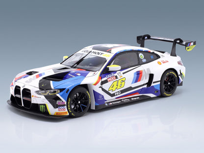 BMW M4 GT3 Team WRT No. 46 6th 12h Bathurst Valentino Rossi Augusto Farfus Maxime Martin 2023 Minichamps 1:43 scale model - front three-quarter view