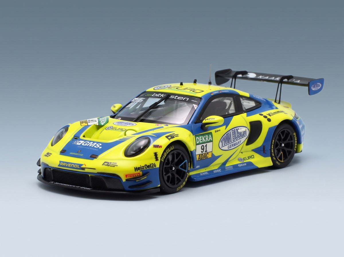 Porsche 911 992 GT3 R Team Joos by RACEmotion No. 91 Finn Gehrsitz Sven Muller ADAC GT Masters 2023 Minichamps 1:43 scale model - front three-quarter view