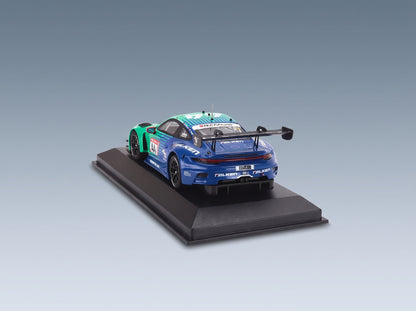 Porsche 911 992 GT3 R Falken Motorsports No. 44 Joel Eriksson Tim Heinemann Nico Menzel Martin Ragginger 24h Nürburgring 2023 Minichamps 1:43 scale model - rear three-quarter view