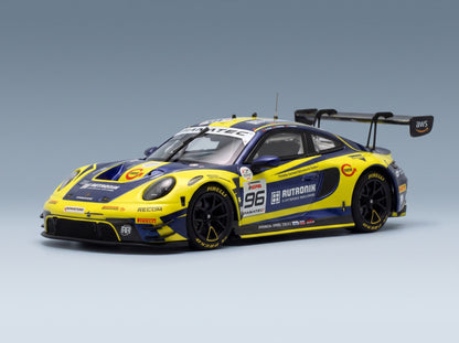 Porsche 911 992 GT3 R Rutronik Racing No. 96 5th 24h Spa 2023 Thomas Preining Laurent Heinrich Dennis Olsen Minichamps 1:43 scale model - front three-quarter view