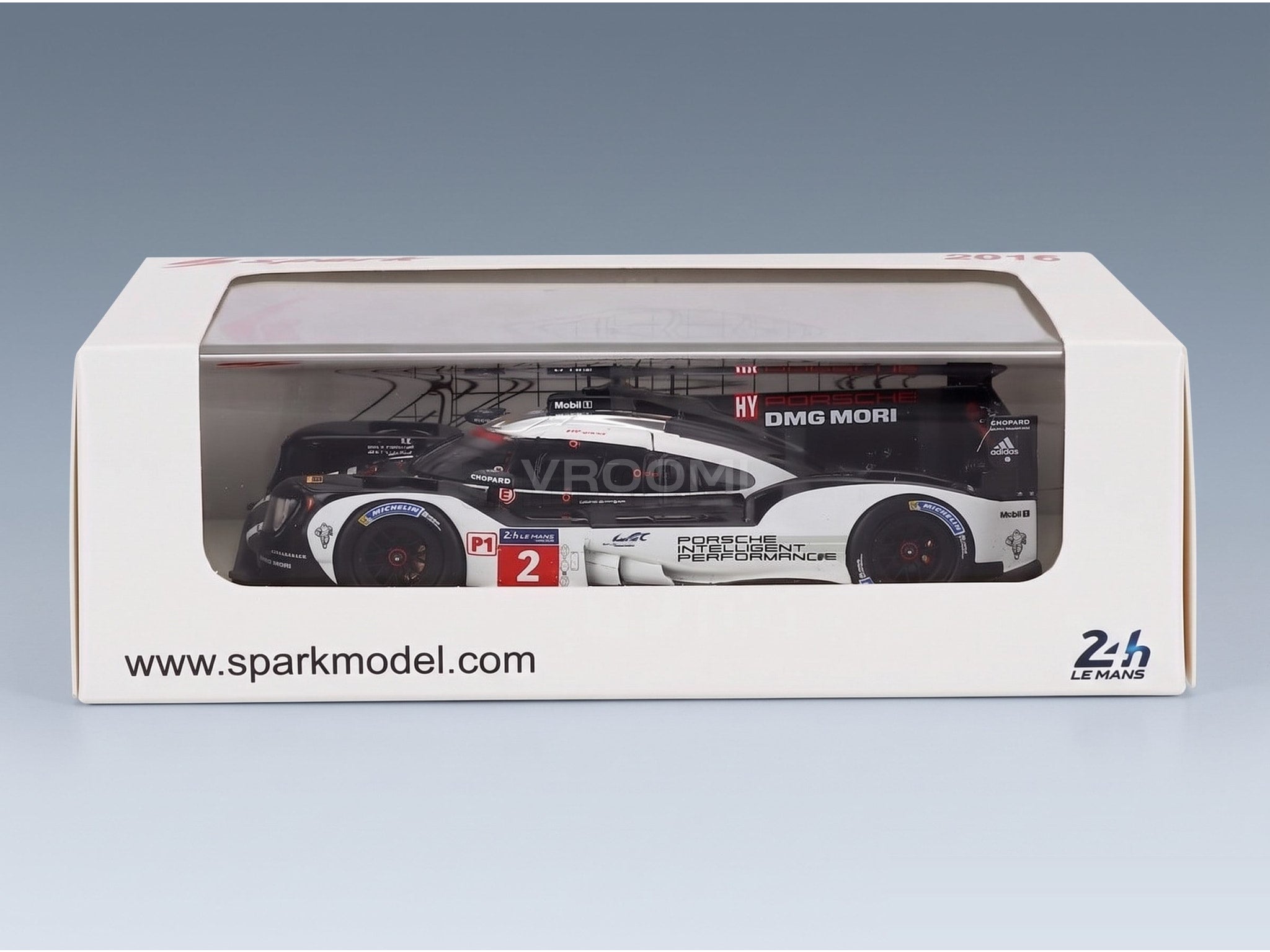 Porsche 919 Hybrid 2.0L Turbo Porsche No. 2 Romain Dumas Neel Jani Marc Lieb Winner 24h Le Mans 2016 Spark Model 1:43 scale model - original packaging