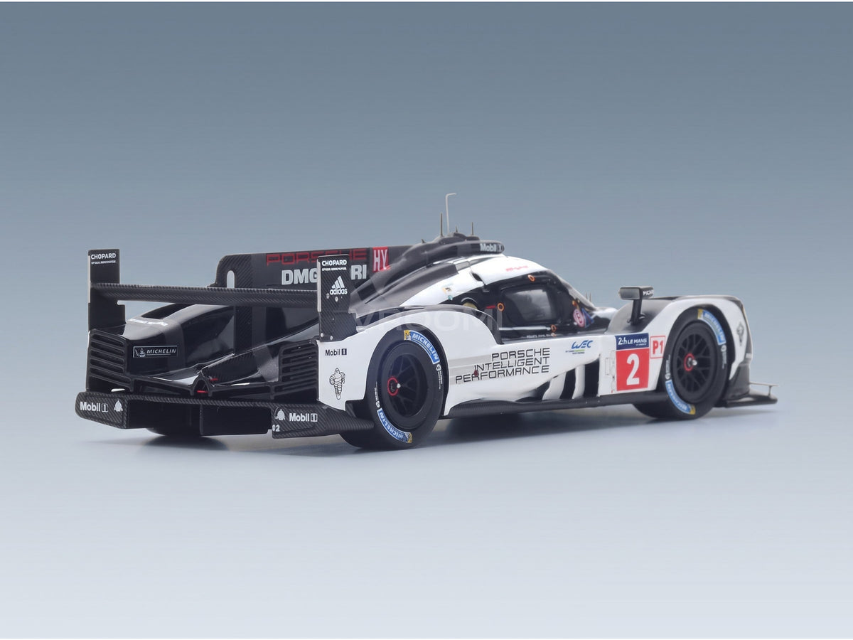 Porsche 919 Hybrid 2.0L Turbo Porsche No. 2 Romain Dumas Neel Jani Marc Lieb Winner 24h Le Mans 2016 Spark Model 1:43 scale model - rear three-quarter view