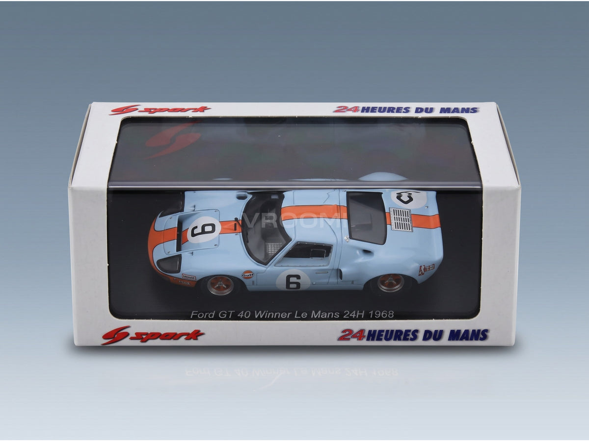 Ford GT40 4.9L V8 JW Automotive Engineering Gulf No. 9 Lucien Bianchi Pedro Rodriguez Winner 24h Le Mans 1968 Spark Model 1:43 scale model - original packaging