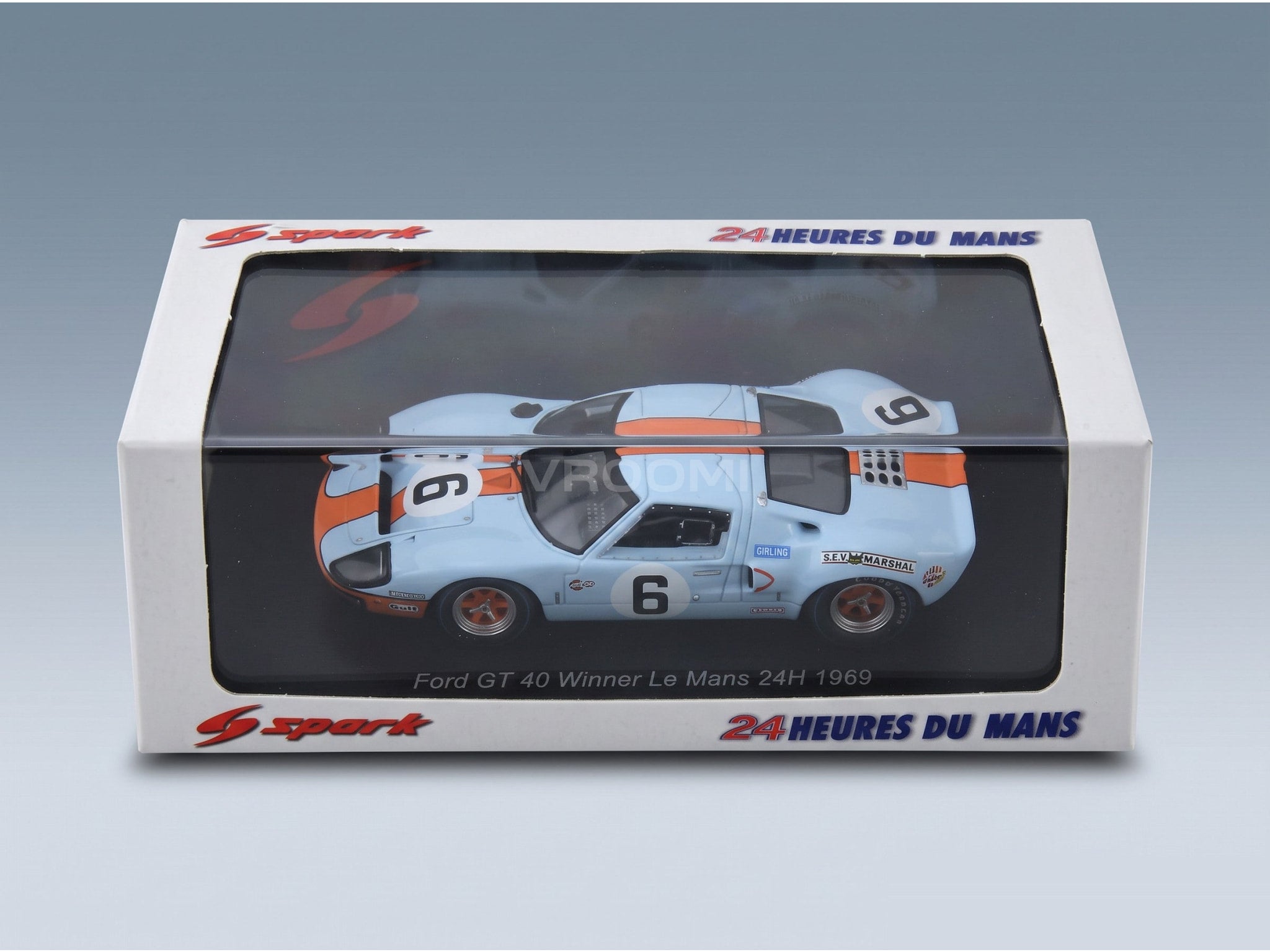 Ford GT40 4.9L V8 JW Automotive Engineering No. 6 Jacky Ickx Jackie Oliver Winner 24h Le Mans 1969 Spark Model 1:43 scale model - original packaging