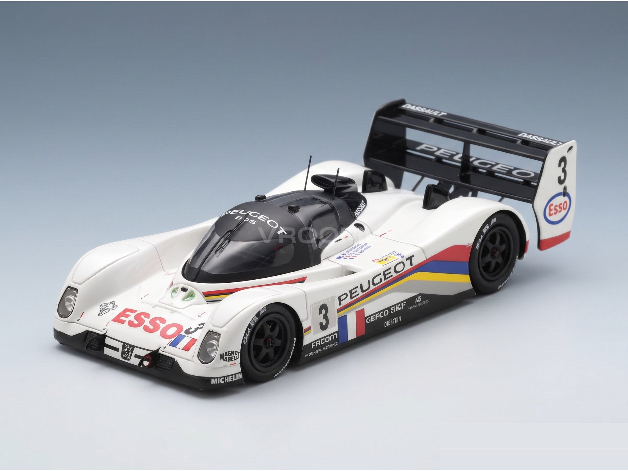 Peugeot 905 EVO1B 3.5L V10 Peugeot Talbot Sport No. 3 Geoff Brabham Christophe Bouchut Eric Helary Winner 24h Le Mans 1993 Spark Model 1:43 scale model - front three-quarter view