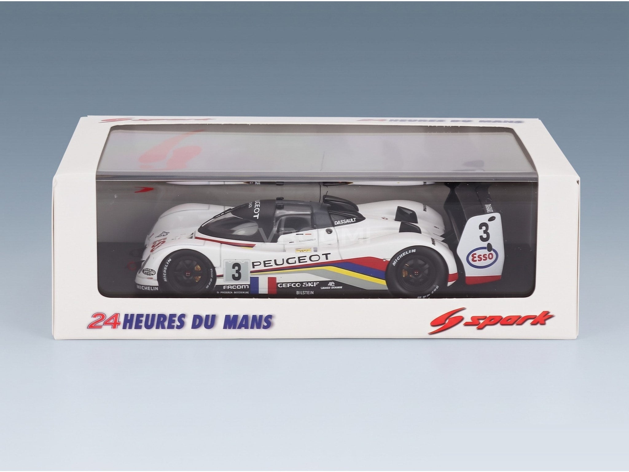 Peugeot 905 EVO1B 3.5L V10 Peugeot Talbot Sport No. 3 Geoff Brabham Christophe Bouchut Eric Helary Winner 24h Le Mans 1993 Spark Model 1:43 scale model - original packaging