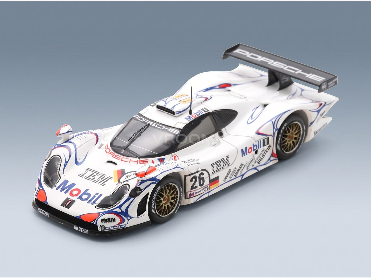 Porsche 911 GT1-98 3.2L Turbo Porsche AG Mobil-1 No. 26 Allan McNish Laurent Aiello Stephane Ortelli Winner 24h Le Mans 1998 Spark Model 1:43 scale model - front three-quarter view