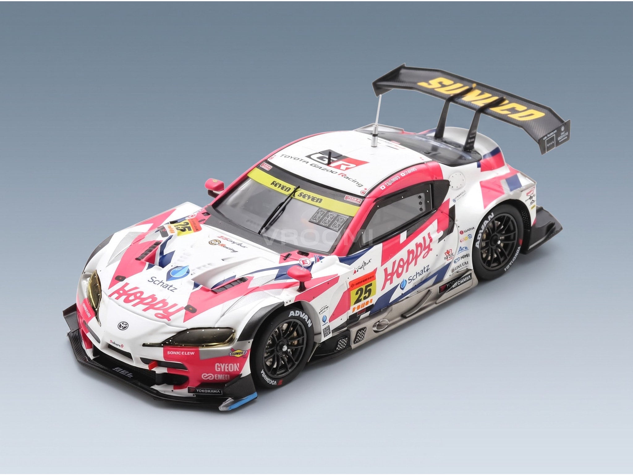 Toyota Supra GR Team Hoppy No. 25 Kimiya Sato Ryota Horachi GT300 Class Super GT 2025 Spark Model 1:43 scale model - front three-quarter view