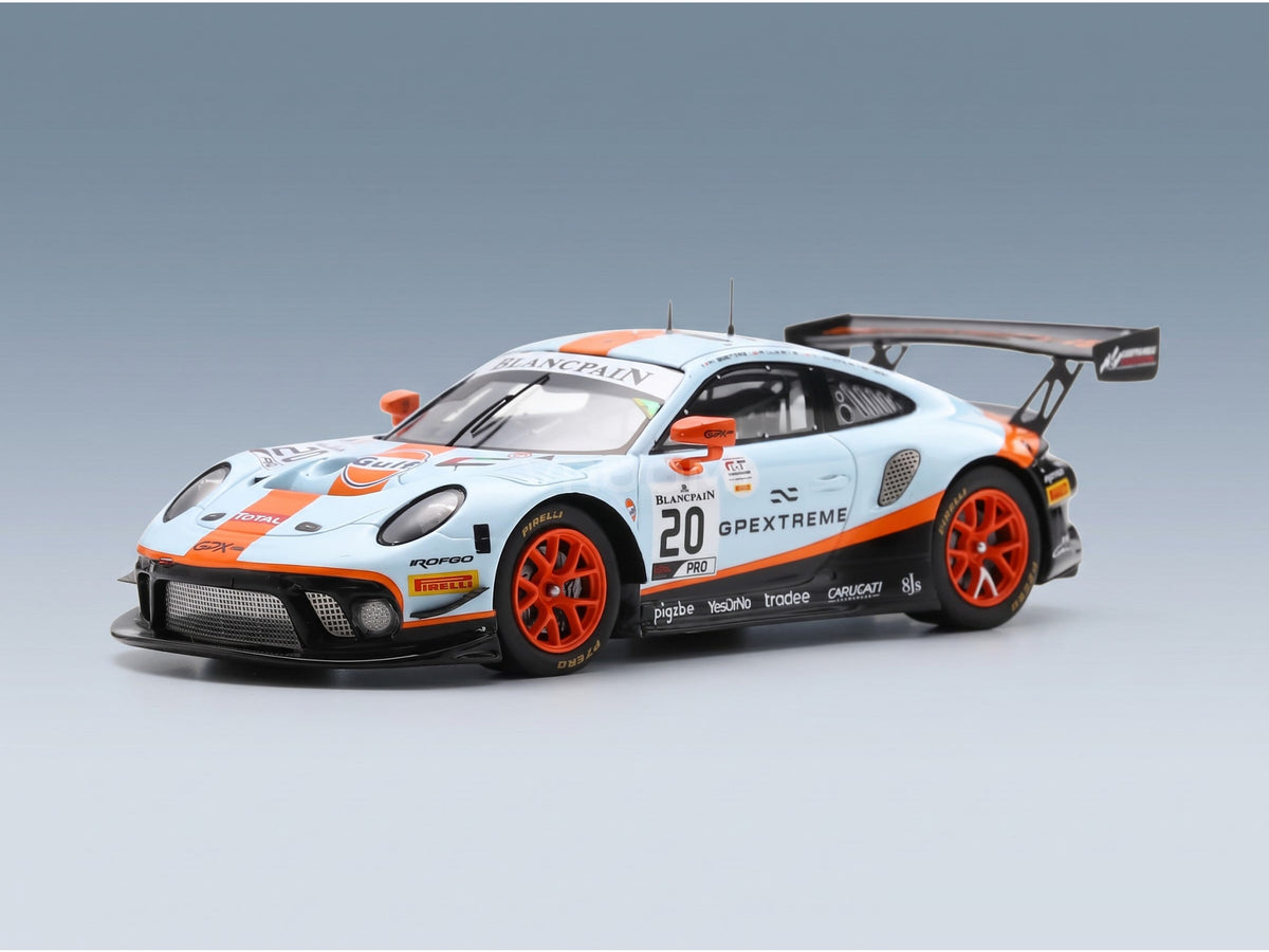 Porsche 911 991 GT3 R GPX Racing No. 20 Lietz Christensen Estre Winner 24h Spa 2019 Spark Model 1:43 scale model - front three-quarter view