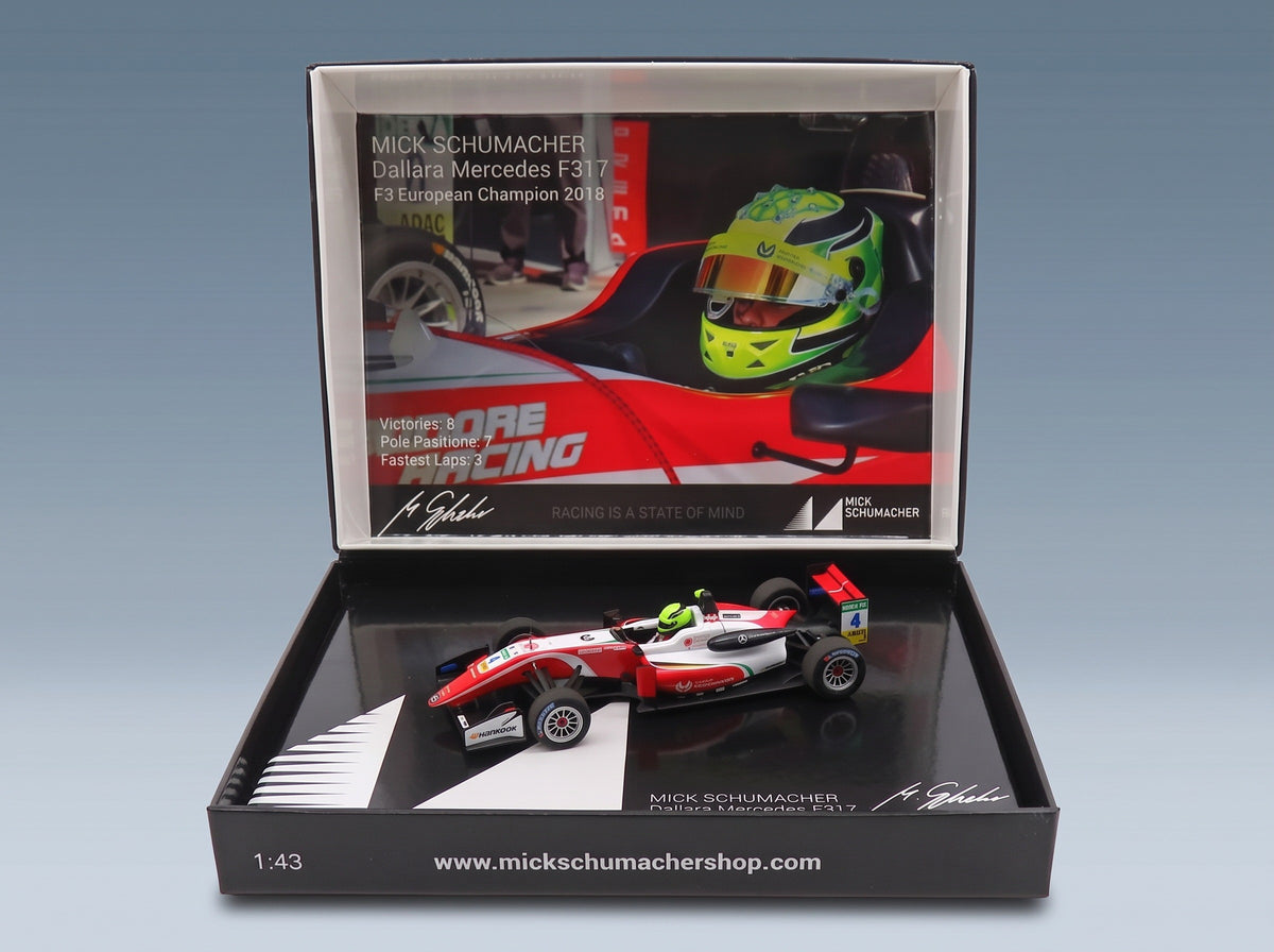 Dallara F3 F317 Mercedes Prema Theodore Racing No. 4 Mick Schumacher Formula 3 Champion 2018 Minichamps 1:43 scale model - original packaging