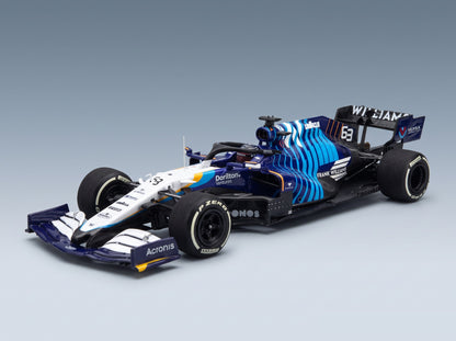 Williams FW43B Mercedes M12 EQ Power+ Williams Racing No. 63 George Russell Saudi Arabia GP 2021 Minichamps 1:43 scale model - front three-quarter view
