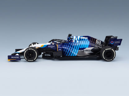 Williams FW43B Mercedes M12 EQ Power+ Williams Racing No. 63 George Russell Saudi Arabia GP 2021 Minichamps 1:43 scale model - front three-quarter view, top down