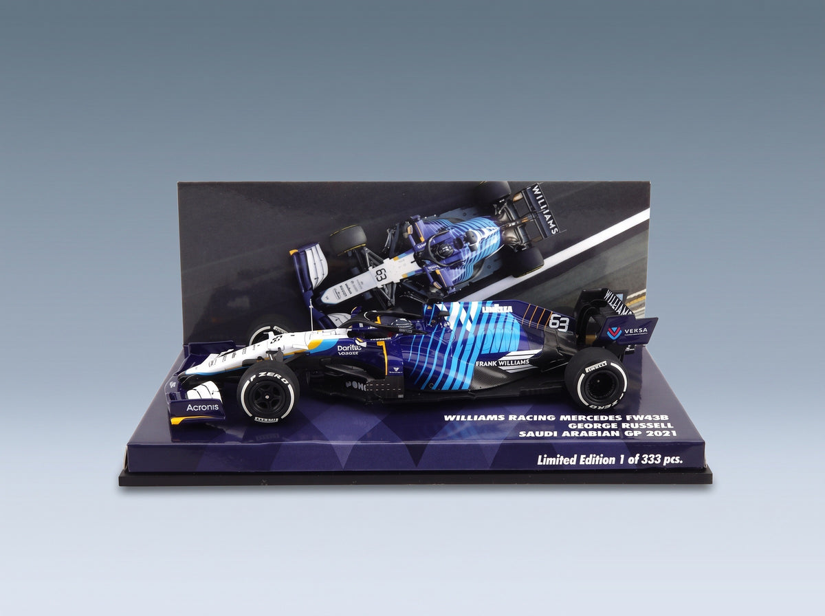 Williams FW43B Mercedes M12 EQ Power+ Williams Racing No. 63 George Russell Saudi Arabia GP 2021 Minichamps 1:43 scale model - original packaging