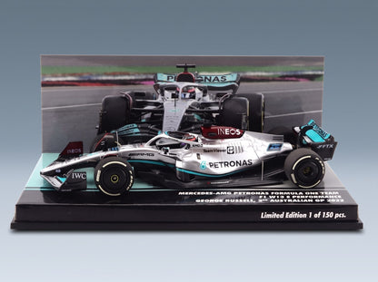 Mercedes F1 W13E Team Mercedes-AMG Petronas F1 No. 63 3rd Australian GP 2022 George Russell Minichamps 1:43 scale model - original packaging