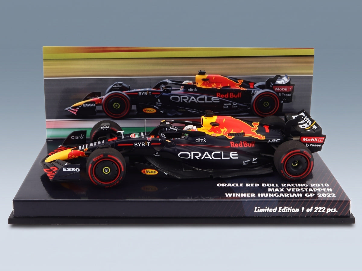 Red Bull RB18 Oracle Red Bull Racing No. 1 Max Verstappen Winner Hungarian GP World Champion 2022 Minichamps 1:43 scale model - original packaging
