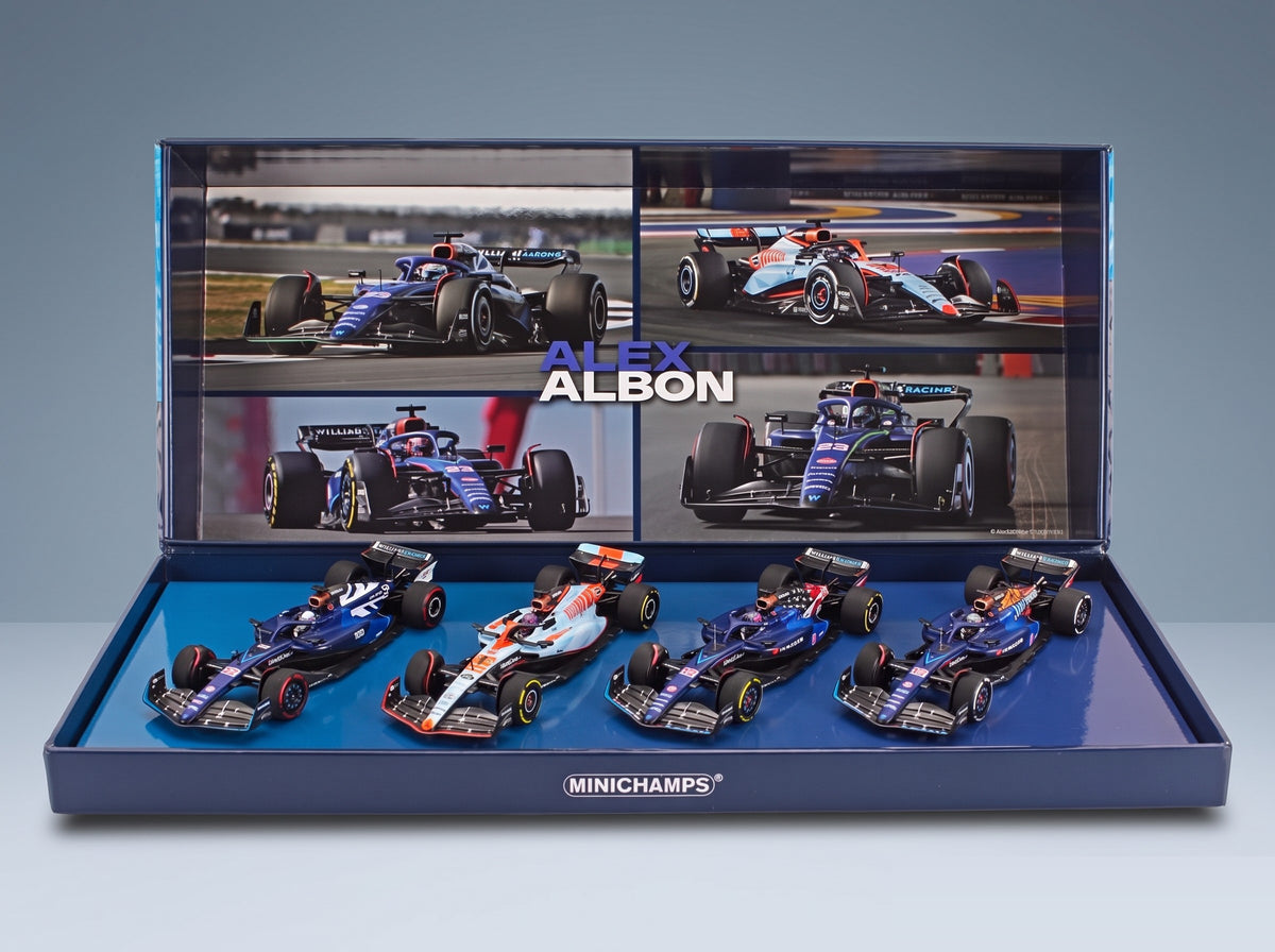 Williams FW45 Team Williams Racing Gulf No. 23 Alex Albon 12th Las Vegas GP 9th Austin GP 11th Singapore GP 8th British GP 2023 Minichamps 1:43 - original packaging