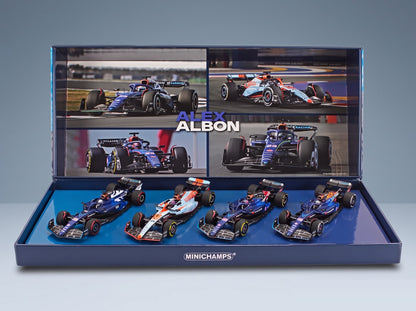 Williams FW45 Team Williams Racing Gulf No. 23 Alex Albon 12th Las Vegas GP 9th Austin GP 11th Singapore GP 8th British GP 2023 Minichamps 1:43 - original packaging