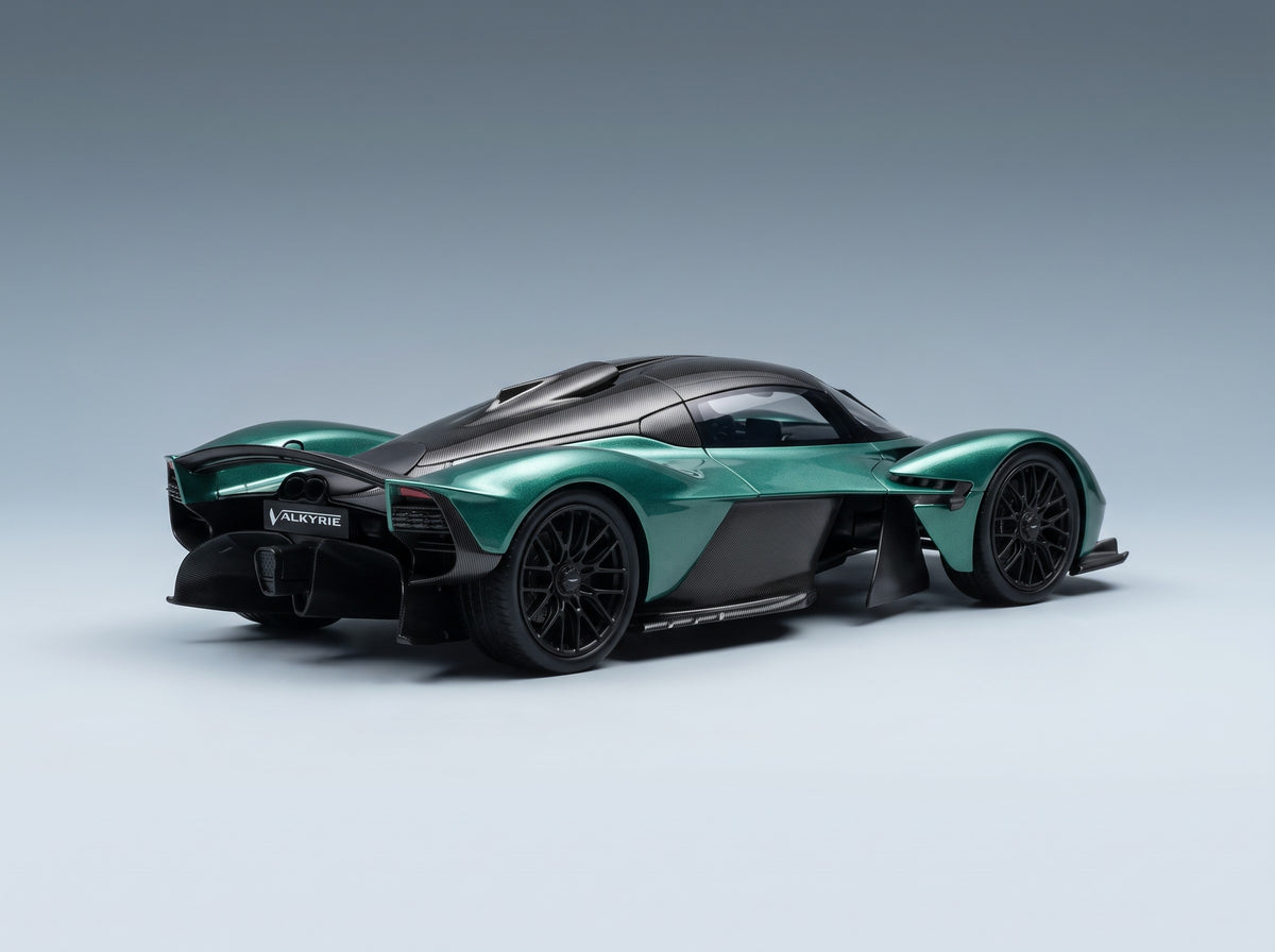 Aston Martin Valkyrie 2021 Green Schuco 1:18 scale model - rear three-quarter view