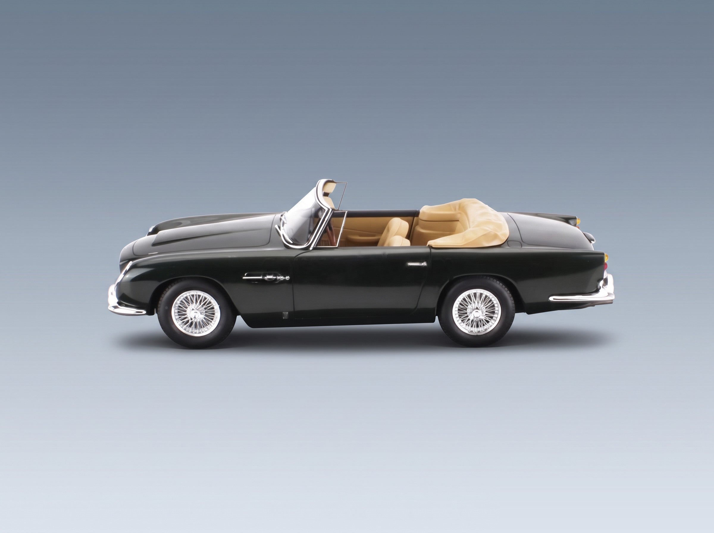 Aston Martin DB5 Volante Cabriolet Open 1964 Grey Metallic Schuco 1:18 scale model - side view