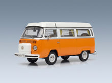Volkswagen T2b Camper Van 1962 Orange White Schuco 1:43 scale model - front three-quarter view