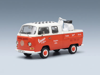 Volkswagen T2 Double Cabine Pick-Up 1962 Red White Schuco 1:43 scale model - front three-quarter view