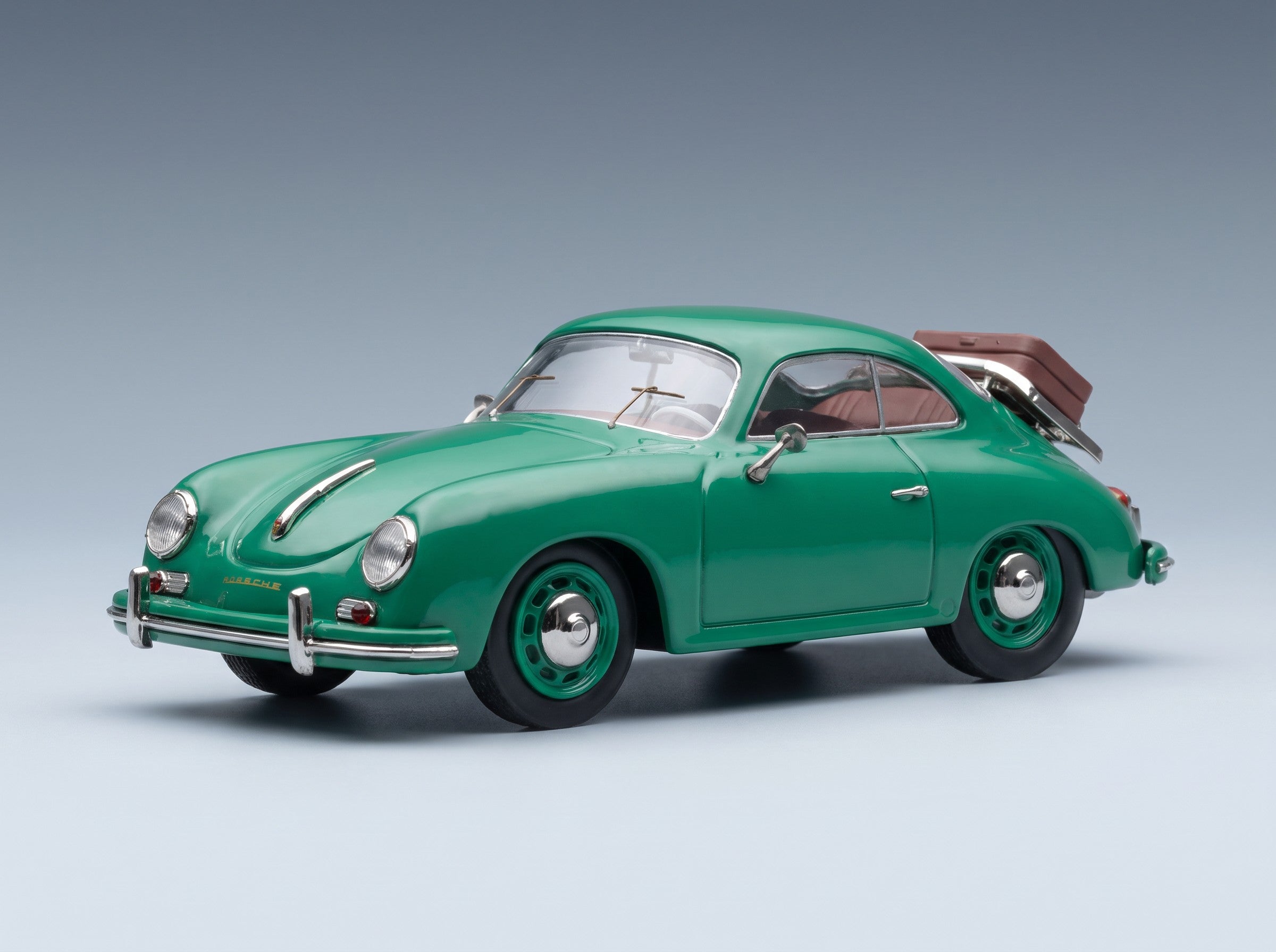Porsche 356 Coupé 1952 Green Metallic Schuco 1:43 scale model - front three-quarter view